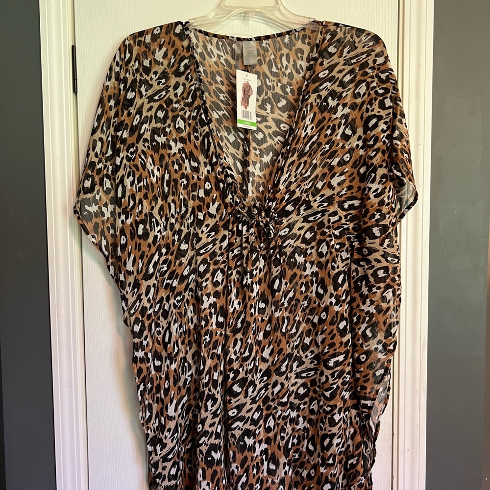NWT Into the Bleu Leopard Print Swim Coverup Women’s Sz L